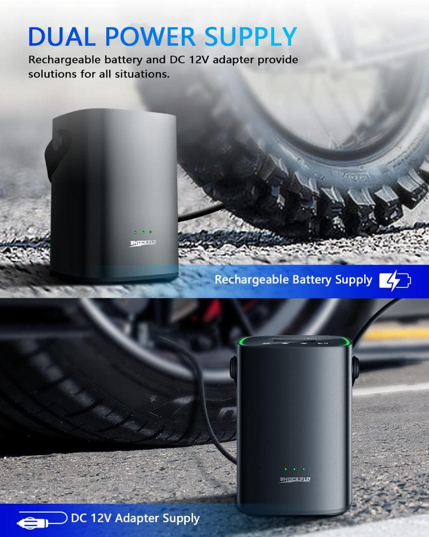 充電式 最大150PSI エアコンプレッサー 4500mAh 電動エアポンプ