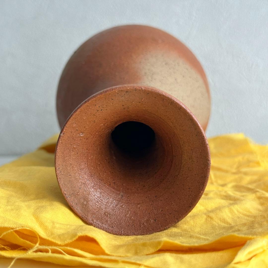 堀江祥山 備前 花器 緋襷 鶴首 花入 共箱