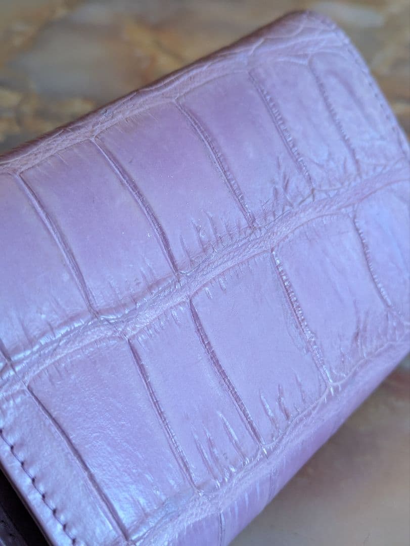 淡紫の園　最高級マットクロコダイルミドルウォレット　希少ラベンダー　未使用品