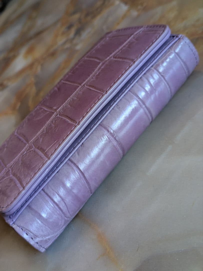 淡紫の園　最高級マットクロコダイルミドルウォレット　希少ラベンダー　未使用品