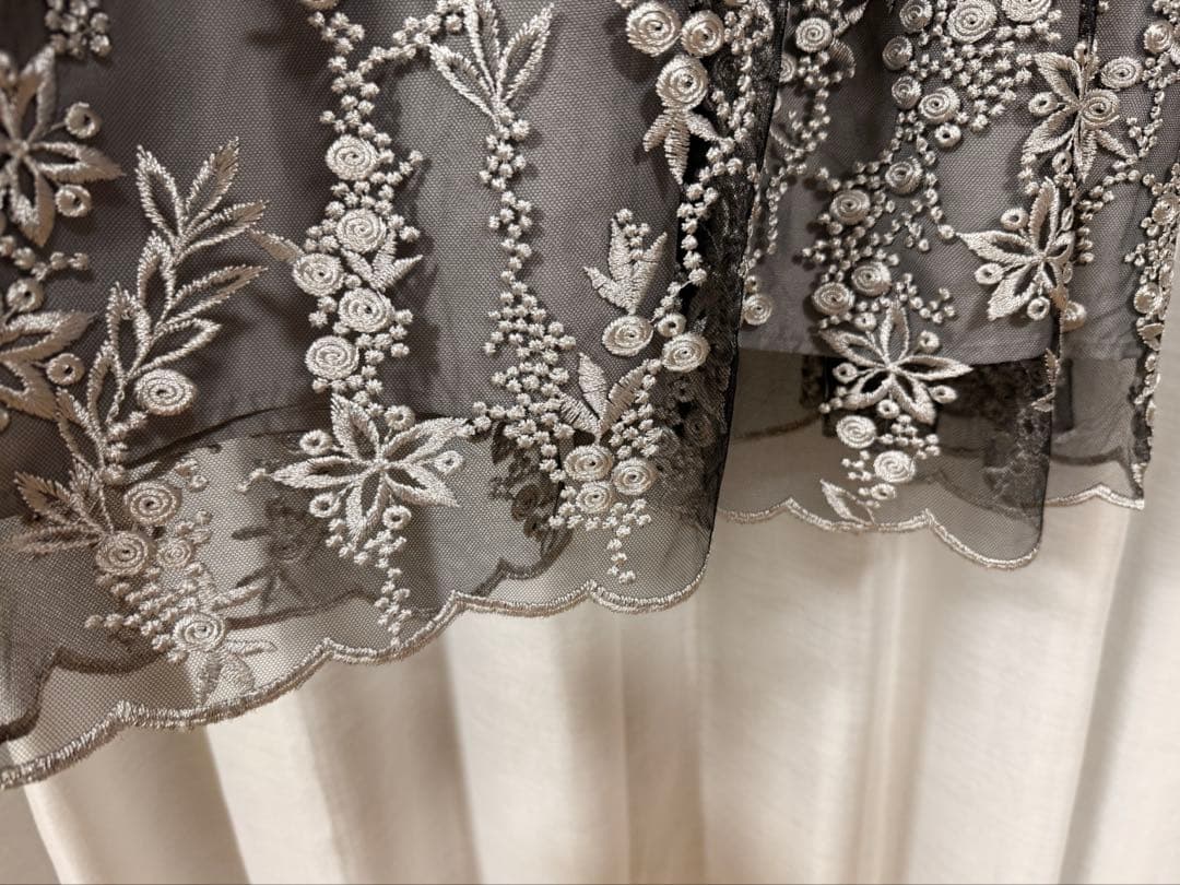 ハレモード　haremode 刺繡レース バックリボン パーティードレス