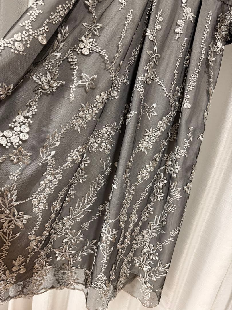 ハレモード　haremode 刺繡レース バックリボン パーティードレス