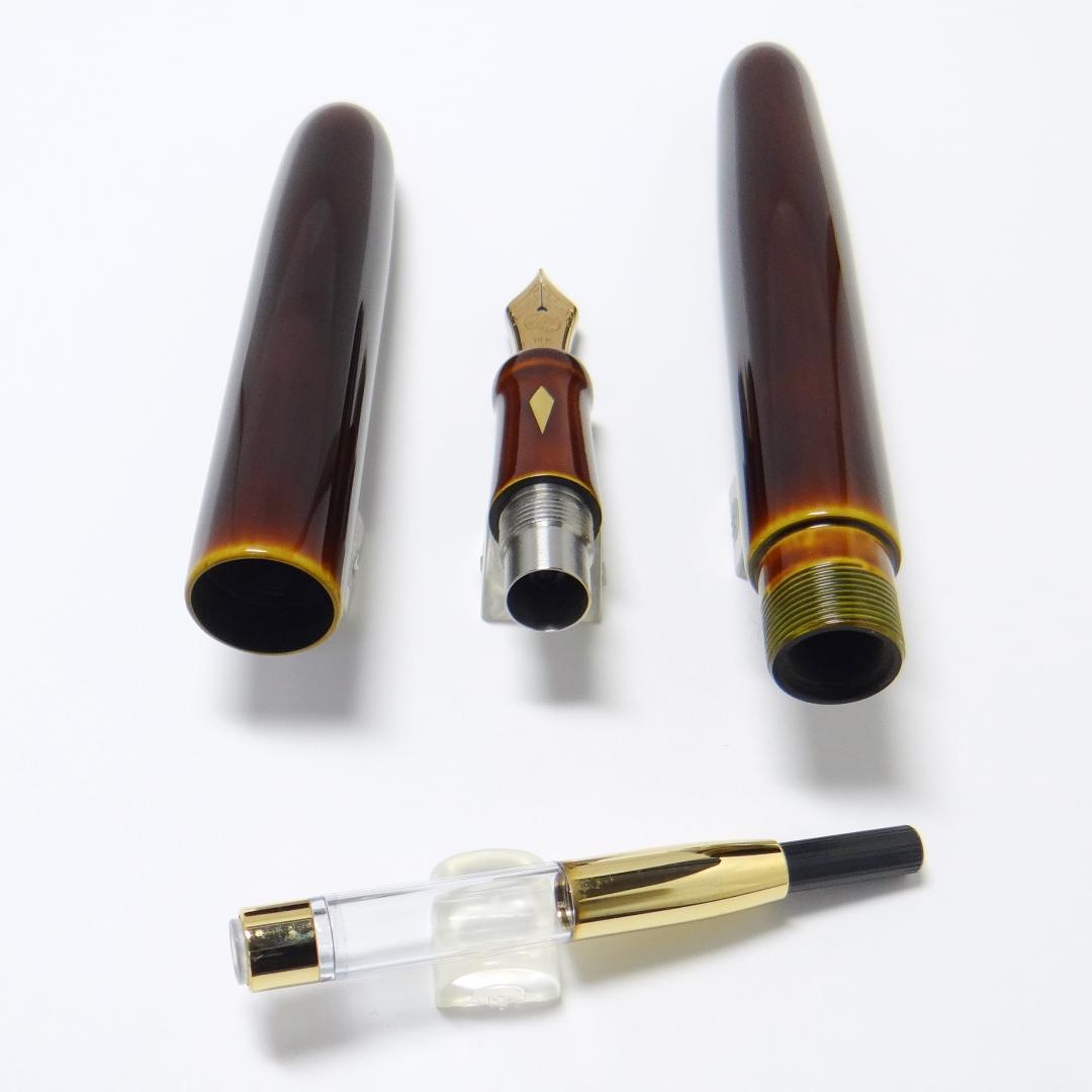 【非常に希少・ナガサワ文具】中屋万年筆 シガー ロング 朽葉 漆 NAKAYA