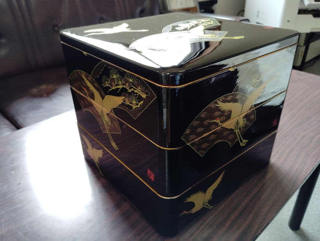 漆器 重箱 三段（鶴）No.3