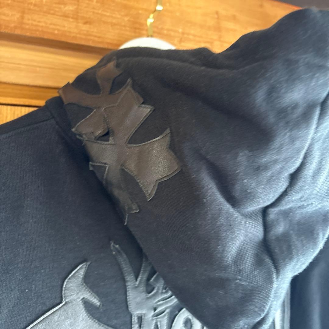 貴重　A&G クロスパッチ　ドラゴン　レザージップパーカー　ブラック　S y2k