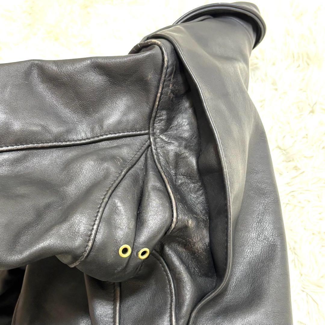 Schott 642 シングルライダース　レザージャケット　34 黒