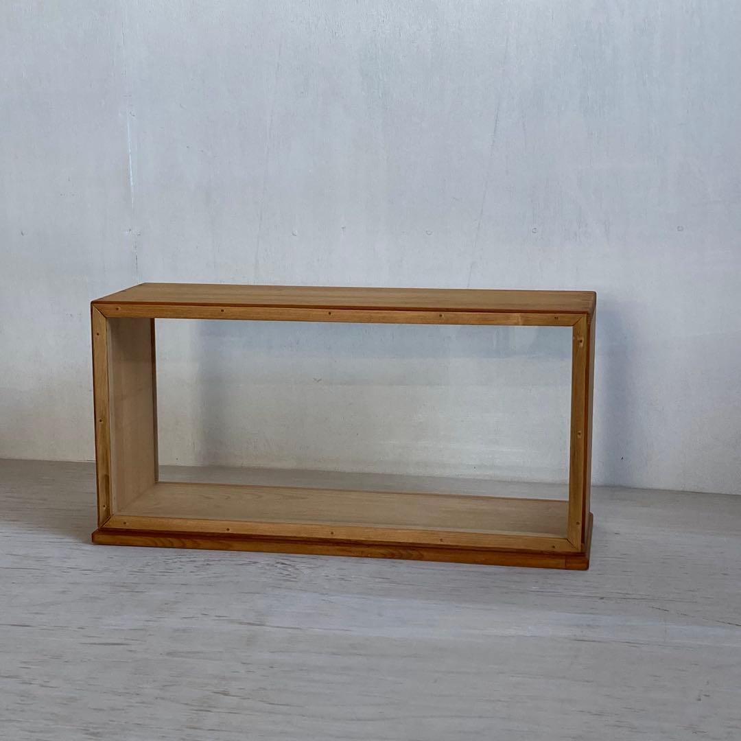 古い木製ガラスケース 横長 卓上ショーケース