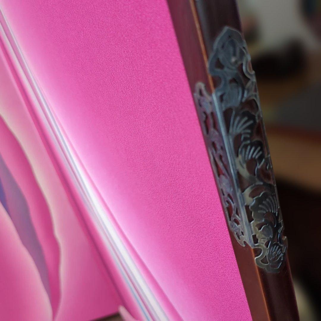 屏風 衝立 モダン 布張り 染め付け 間仕切り パティーショ 紫ピンク