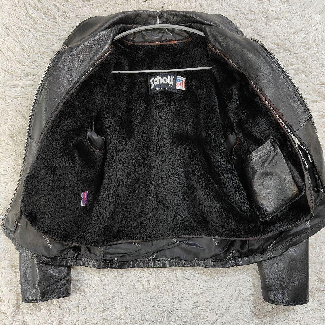美品✨schott 642 レザージャケット　シングルライダース　牛革　40黒