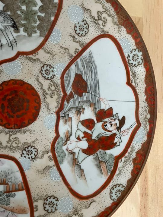 明治時代　九谷焼　打田製　飾り皿　 直径23.5cm 【箱なし】