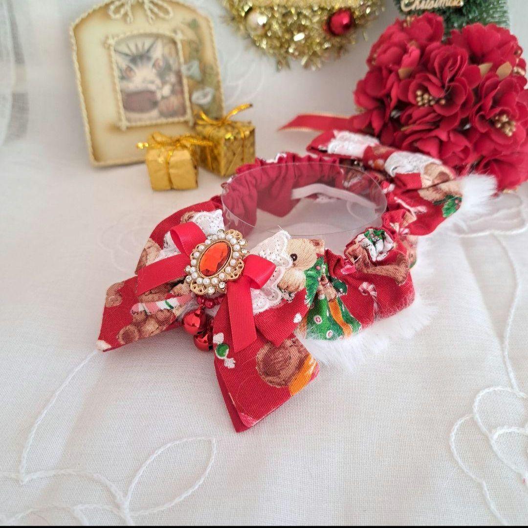 プッチ、クリスマスシリーズ(赤くまさん)わんちゃん猫ちゃん用首輪