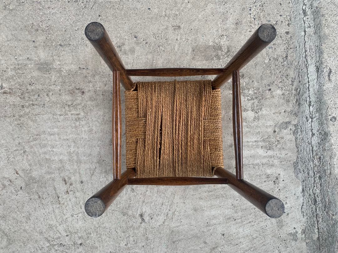 アンティーク ラッシュ スツール 縄編み チェア 民芸家具 椅子 No.2