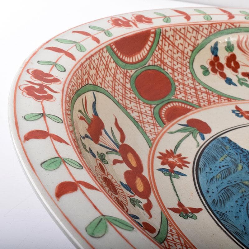 中国　呉州赤絵　獅子花文　大皿　飾り皿　直径約41㎝　V　7348C