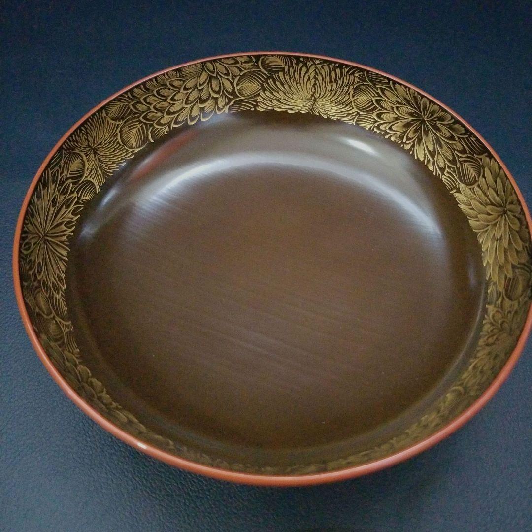 朱漆塗 見返し 総沈金 菊花紋詰 蓋付き 菓子椀 吸物椀 懐石椀 3客