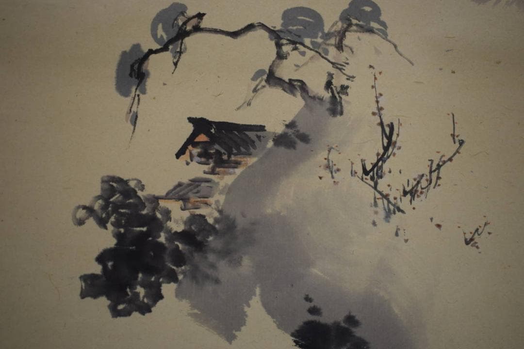 真作/圭舟/蓬莱山図/山水図/布袋屋掛軸HJ-692