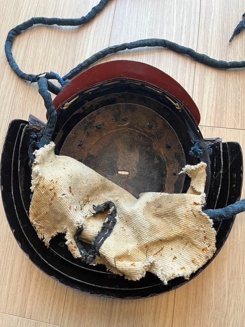 甲冑 兜 足軽 黒漆塗 提灯兜 ちょうちん兜 江戸文久期 仙台城下町旧家蔵出し