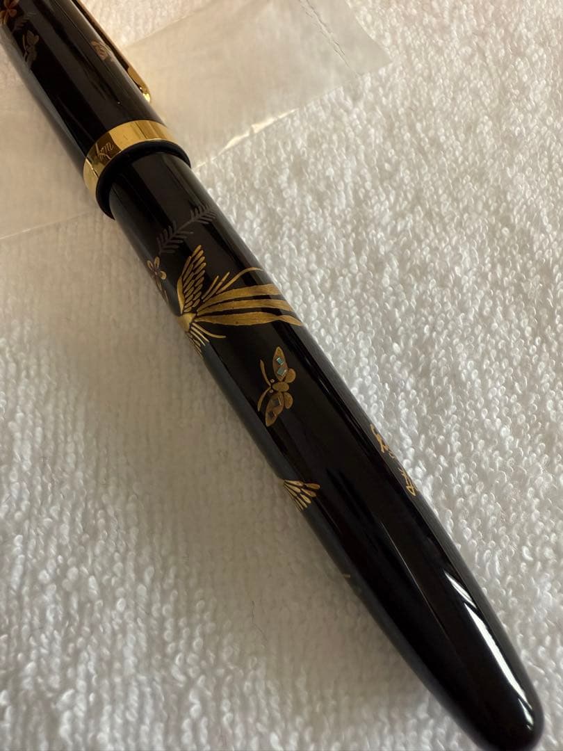 プラチナ万年筆蒔絵、2005年モデル絶版、本金蒔絵-古代鳥
