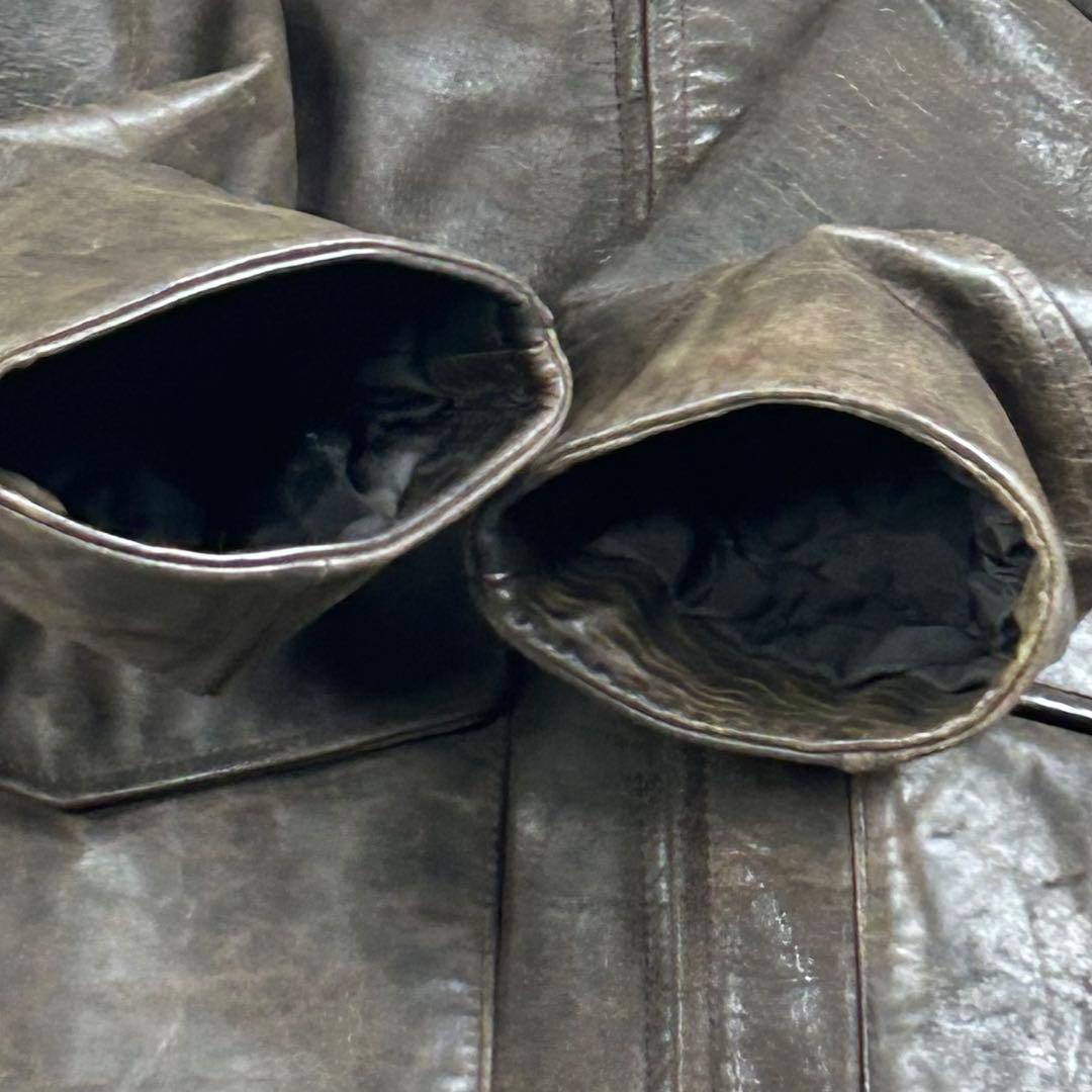 ヴィンテージ オイルドレザー ジャケット 3XL 大きいサイズ ブラウン 牛革