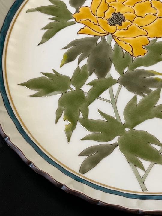 九谷焼 山田義明 飾皿 管理K302 径30.5cm 共箱 本物保証