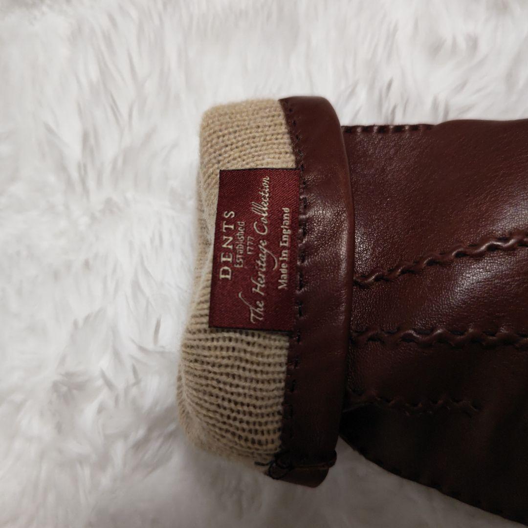 DENTS ブラウン レザー手袋 ボタン付き