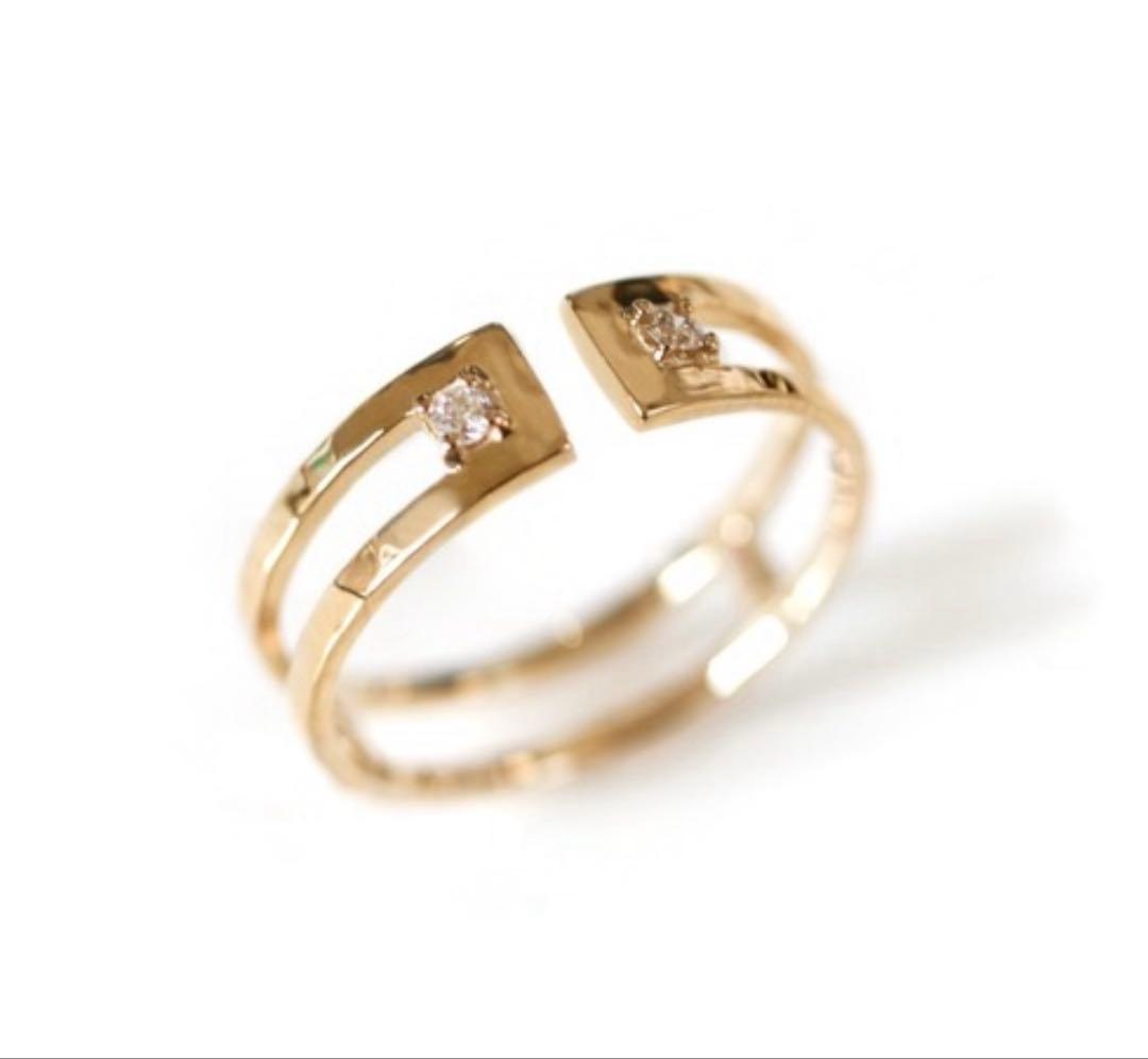 ◆cui-cui◆ダイヤモンド オープンバンド リング | K10YG #13