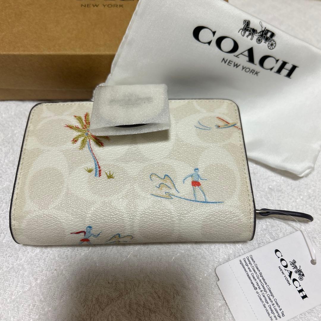 coach ミディアムウォレット　フラプリント　二つ折り