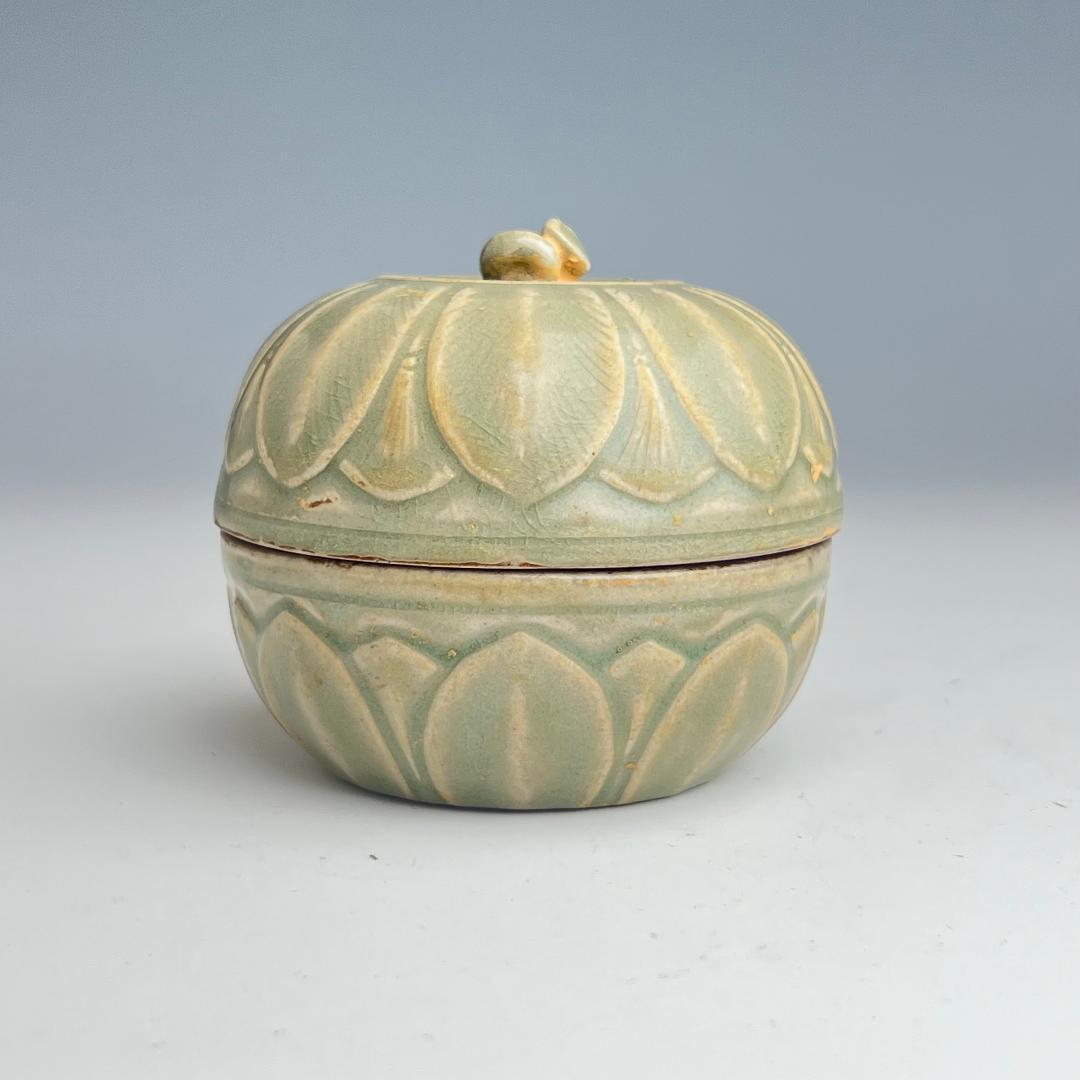 耀州窯 陰刻青磁蓋腕 合子 北宋時代 古玩 中国美術 唐物 擺件 311b