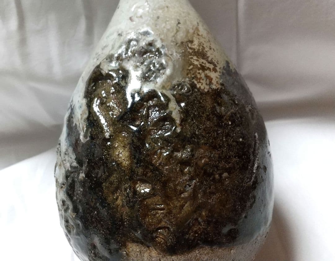 中川自然坊 朝鮮唐津 鶴首花入 未使用品 共布 共箱