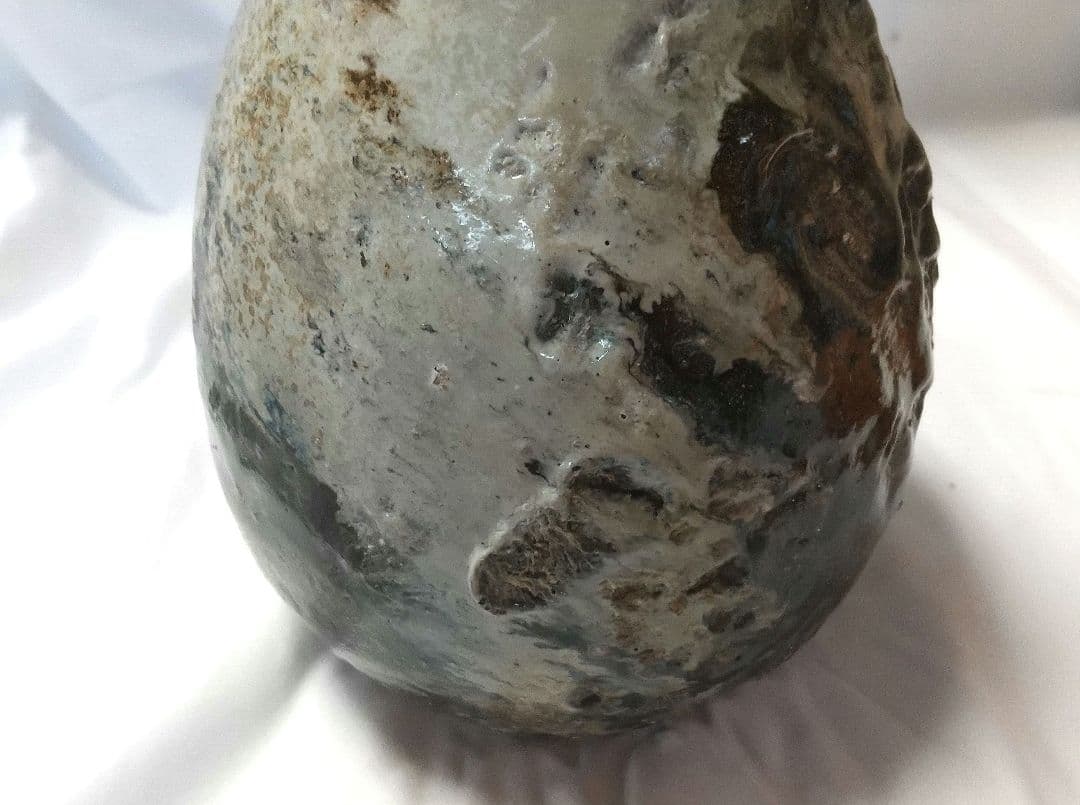 中川自然坊 朝鮮唐津 鶴首花入 未使用品 共布 共箱