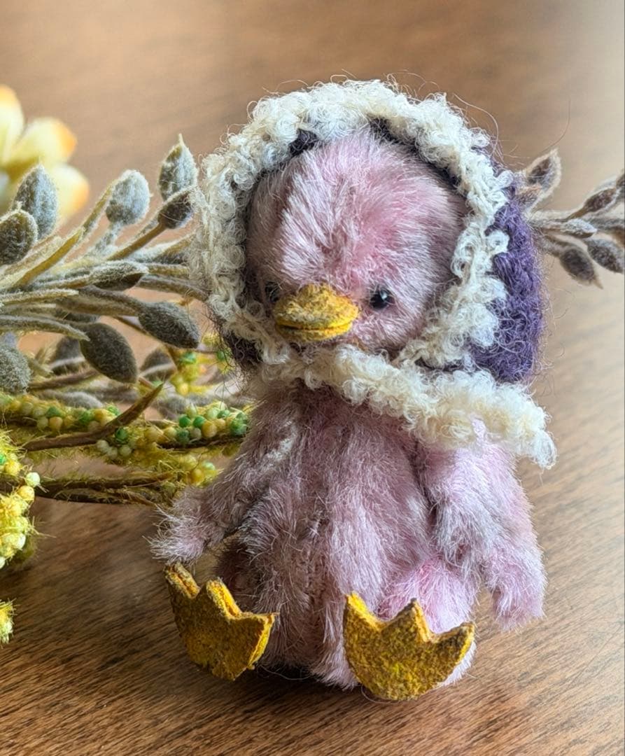 moriのえほん様ボンネットをかぶったアヒル　ミニチュアぬいぐるみ 4.5cm