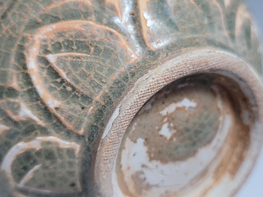 耀州窯 陰刻花紋 宋元時代 時代唐物 高さ約11.4cm