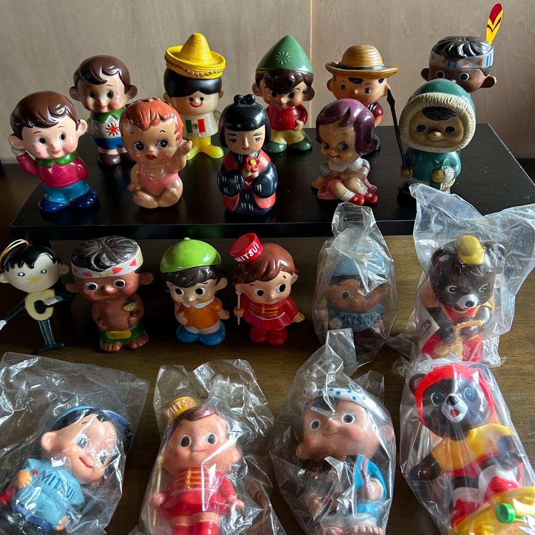 昭和レトロ ソフビ 貯金箱 企業物 新品未開封あり こけし 人形 置物