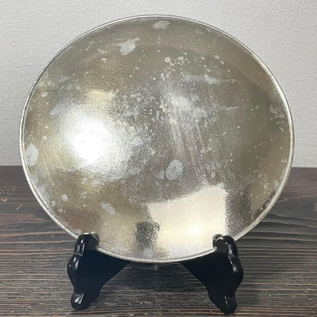 純銀製 銀皿 約240g 純銀和光 在銘 静秀 つぶし 現状品 検）銀杯 銀盃
