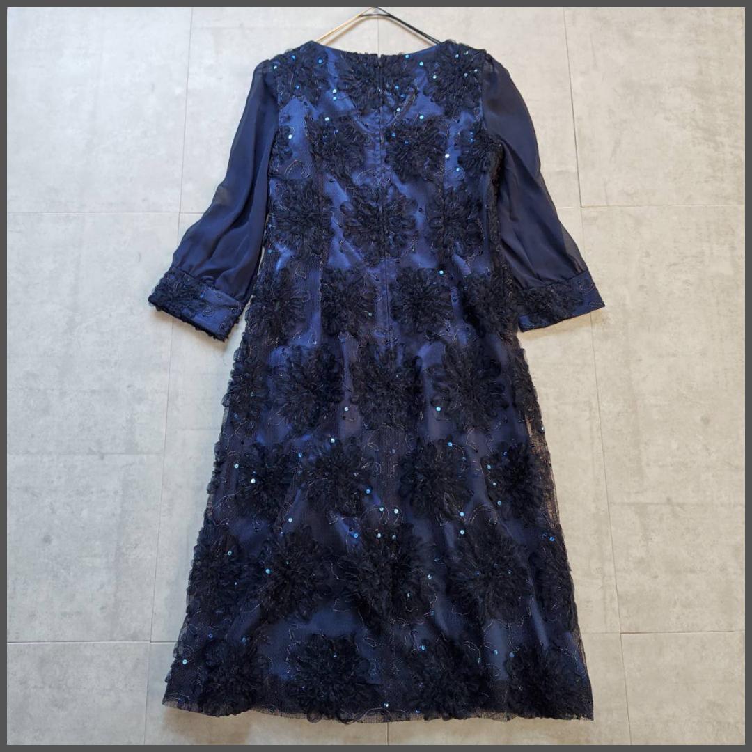 Igin カラーフォーマルドレス パーティ ワンピース 花リボン シアー