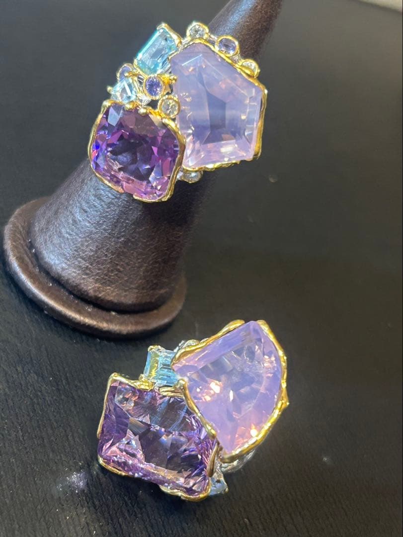 コスメラルダ❣️お取り置き アメシスト&ラベンダークオーツリング