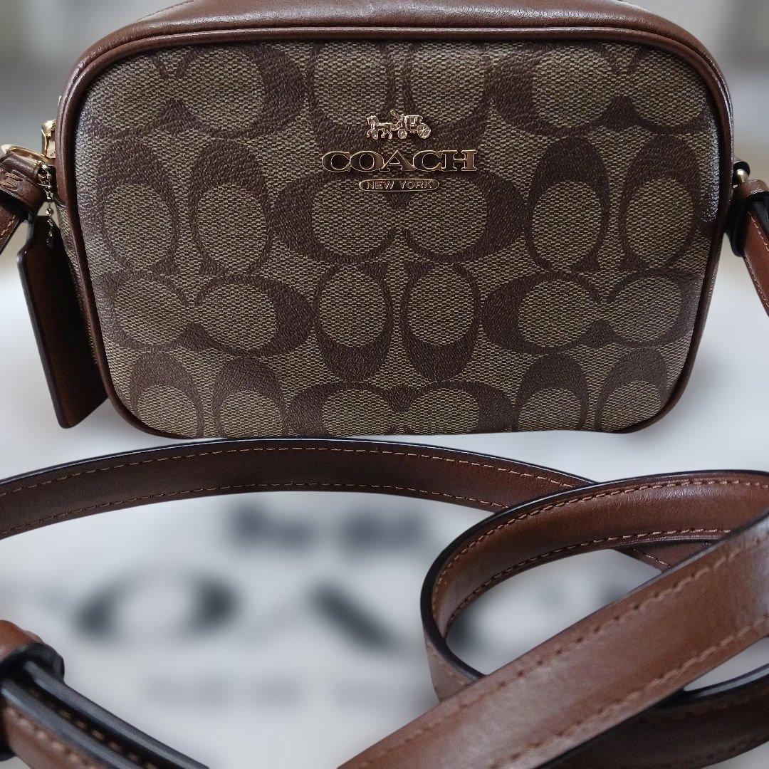 美品COACH モノグラム柄 ショルダーバッグブラウン