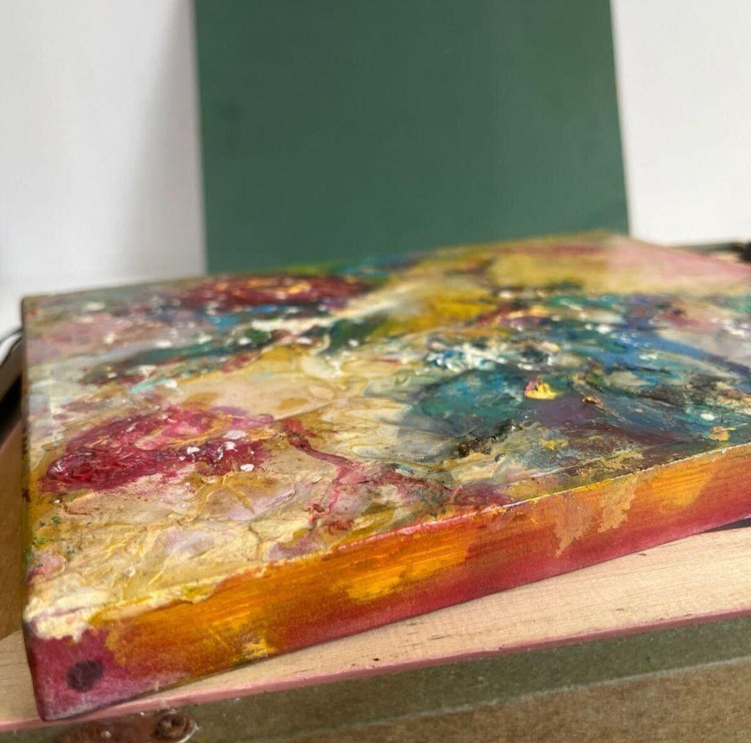 杉本ひろみ　 とりと華 国際現代美術家協会理事　1990真作　抽象画