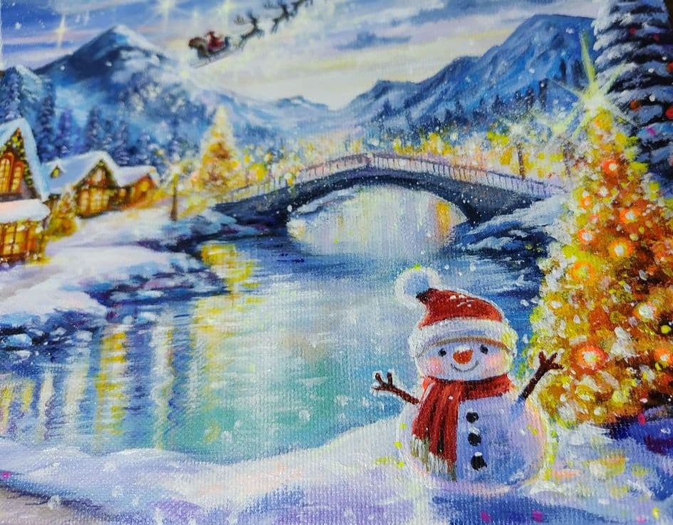 ♡*)様 【オーロラの夜】アクリル画 F3 風景画 絵画