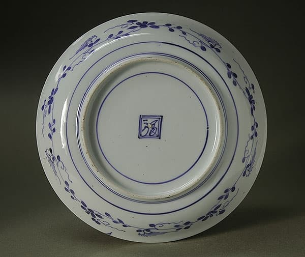 藍柿 牡丹唐草文 六寸皿