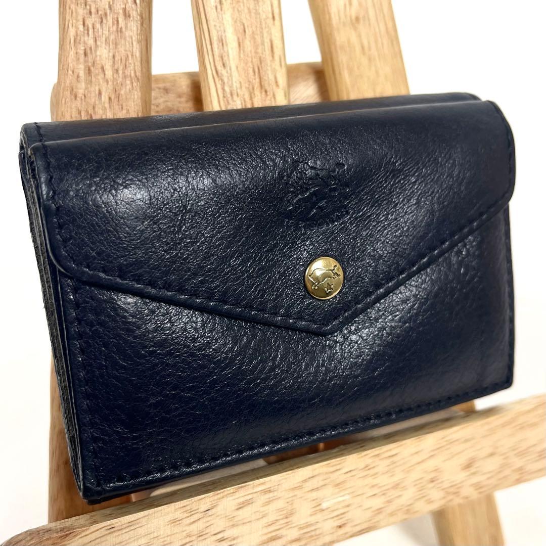 イルビゾンテ　三つ折り財布　トリフォルド　ミニ財布　ロゴ型押し　ゴールド金具