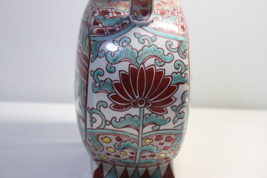 時代　九谷焼瓢箪扁瓶　万暦九谷　送料込み0503