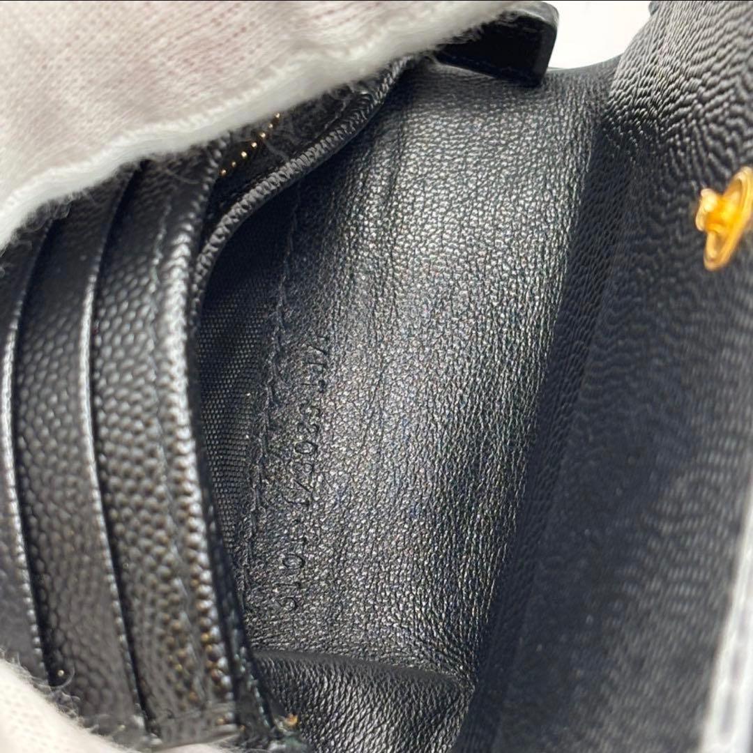 YSL サンローラン 二つ折り 財布 カサンドラ ブラック キルティング