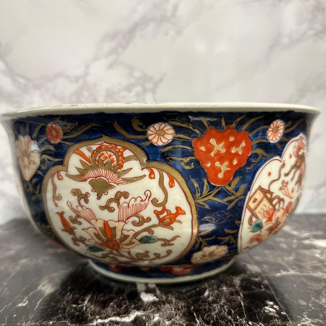 江戸、元禄古伊万里、瑠璃錦手、大深鉢。無傷。！箱付き、