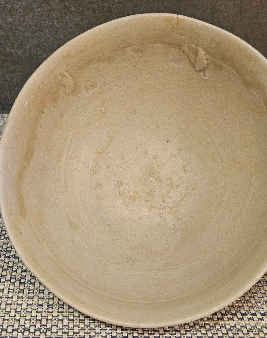 李氏朝鮮時代　李朝白磁　径約15.6cm碗　 茶碗　菓子鉢　茶道具　韓国古陶磁器