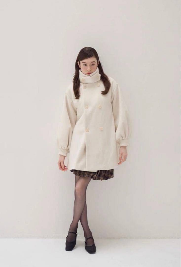 【新品未使用】stand collar midi coat (ivory)