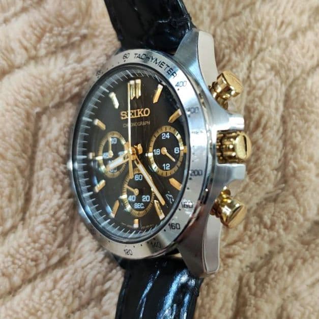 SEIKO SBTR015 8T63-00D0 クロノグラフ ブラック ゴールド