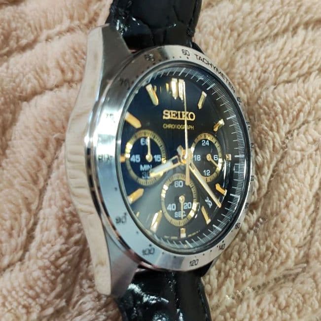 SEIKO SBTR015 8T63-00D0 クロノグラフ ブラック ゴールド