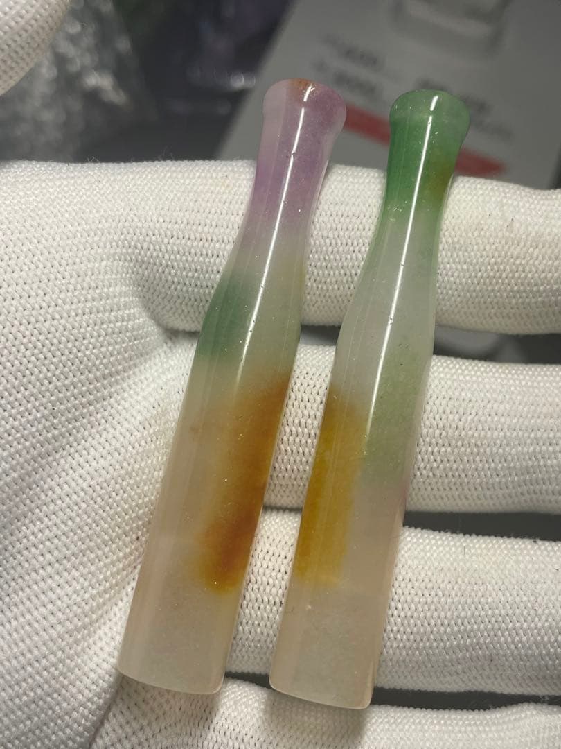 中国骨董品　文玩　文化財　翡翠煙斗2本　古賞物　古美品　古美術品　568