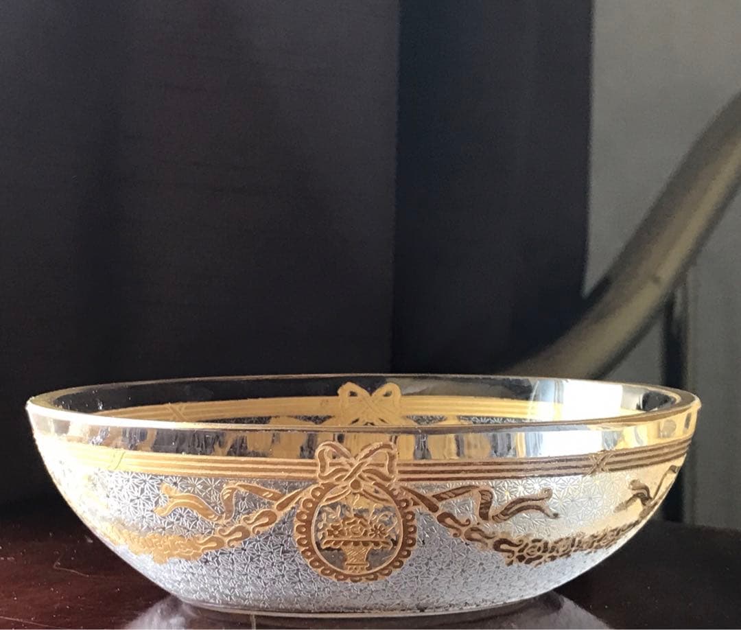 素敵な★オールドサンルイSt LouisサフォSaphoクリスタル石鹸入れ☆金彩