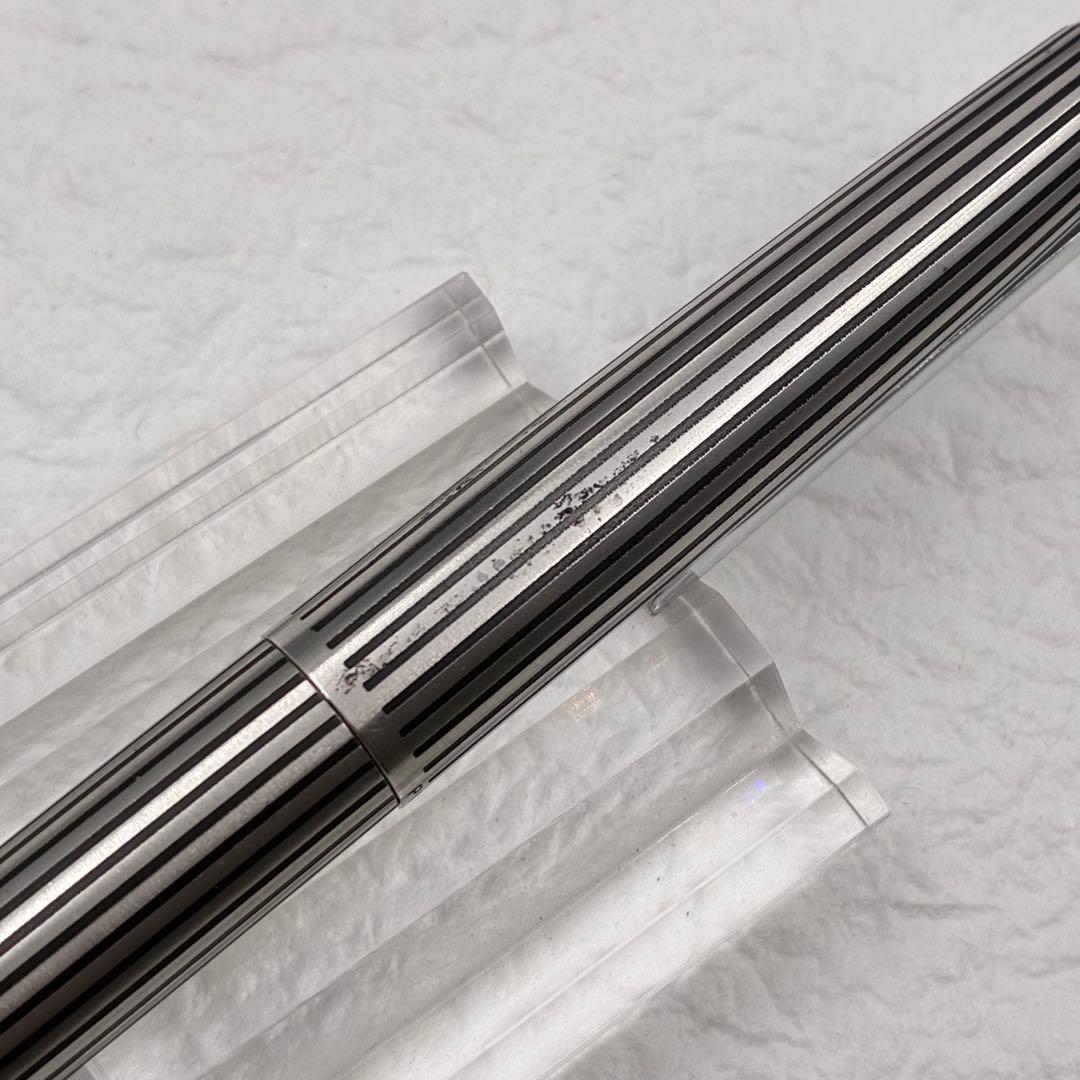 PILOT パイロット カスタム 万年筆 18KWGペン先 ストライプ柄 細字F